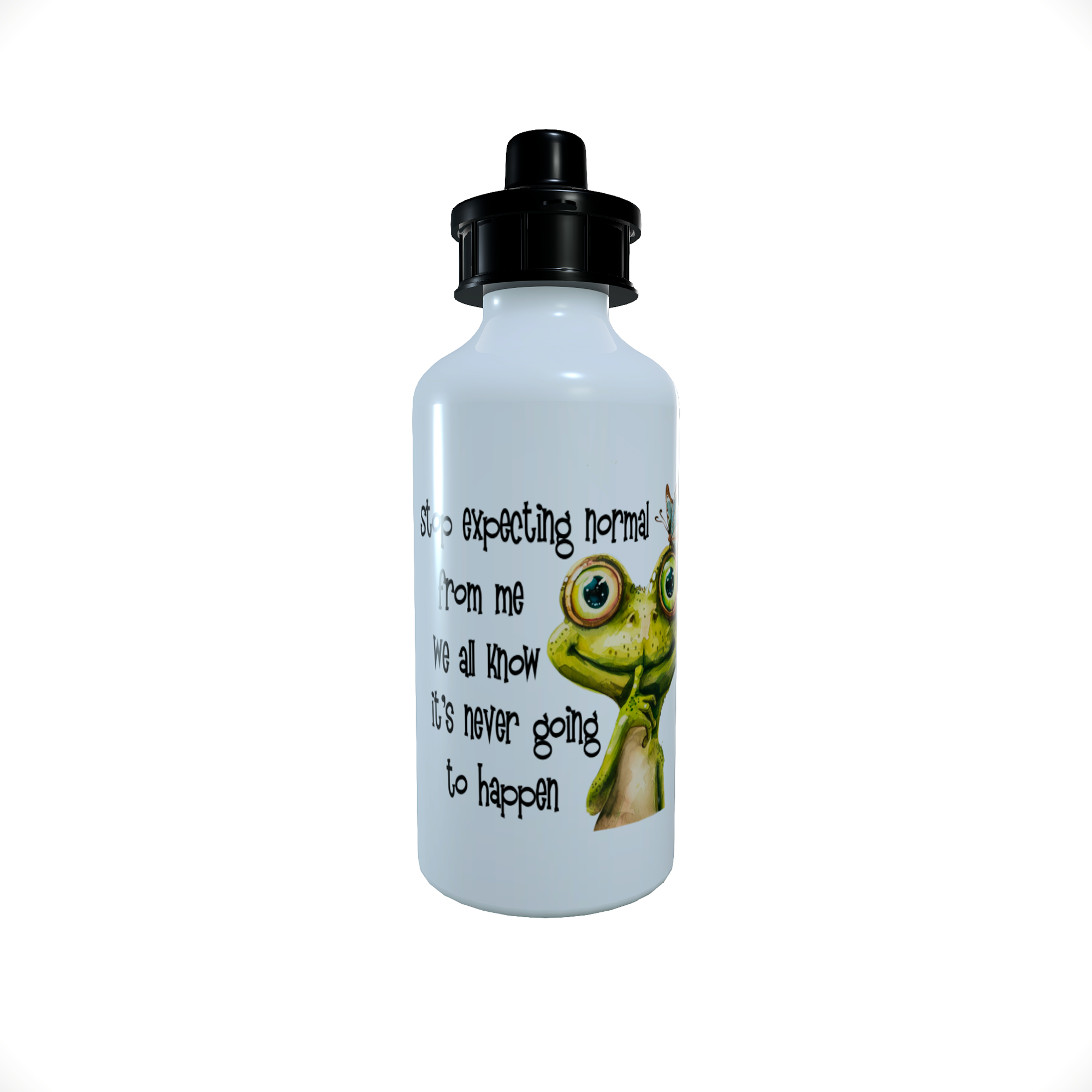 Funny Frog Sports Bottle - Stop expecting normal from me.... - Click Image to Close